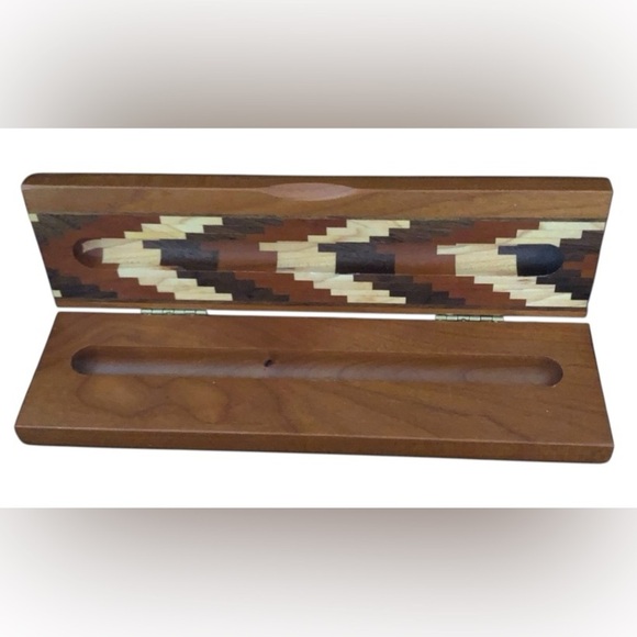Other - Wood Inlaid Hinged Fountain Pen Pencil Box